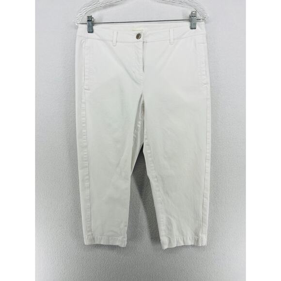 EILEEN FISHER Jeans S Stretch Organic Cotton Tapered Cropped Denim White - Picture 1 of 15